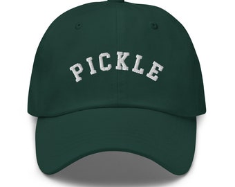 Embroidered Pickle Cap, Pickle Baseball Cap, Pickle 6 Panel Dad Hat, Love to Pickle Gift, Pickle Person, Varsity Style Cap, Embroidery