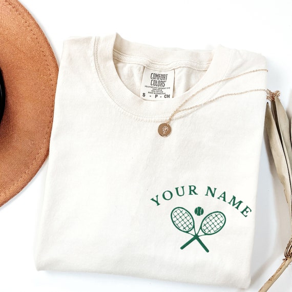 Custom Embroidered Tennis Shirt, Comfort Colors Tennis Tshirt Crewneck, Tennis Team Gifts, Personalized Tennis Gift, Tennis Player Crew