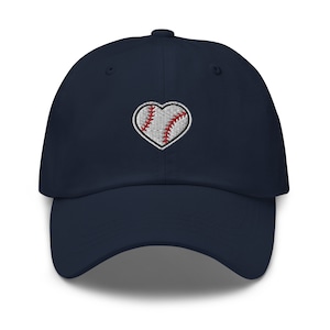 Baseball Cap, Embroidered Baseball Heart Dad Hat, Baseball Mom Gift, Baseball Mama Cap, Baseball Lover Gifts, Baseball Merch, 6 Panel Hat