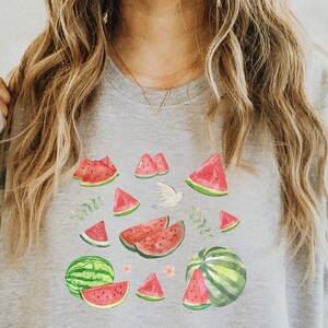 Minimalist Palestine Watermelon Sweatshirt, Free Palestine Sweater, Watercolor Watermelon in Support of Palestine, Pro Palestine Protest