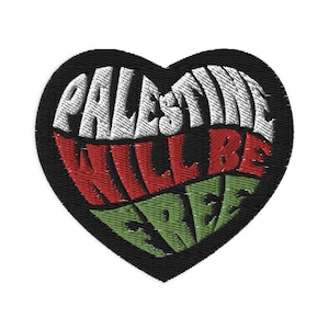 Palestine Iron On Patch, Palestine Sew On Patch, Embroidered Patch, Free Palestine, Support Palestine, Embroidery, Palestine Heart Patch