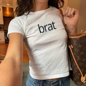 Brat Shirt, Brat Baby Tee, Y2K Aesthetic Cropped Shirt, Y2K Baby Tee, Brat Crop Top, Trendy Brat T-Shirt, Brat Aesthetic, Unhinged Tee