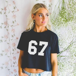Custom Number Comfort Colors Cropped Shirt, Game Day Crop Top Tee, Custom Football T-Shirt, Personalized Kids Team Shirt, Baseball Mom image 4