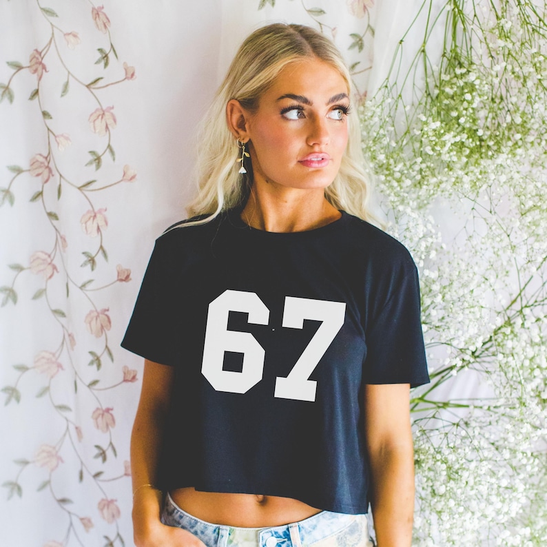 Custom Number Comfort Colors Cropped Shirt, Game Day Crop Top Tee, Custom Football T-Shirt, Personalized Kids Team Shirt, Baseball Mom image 4