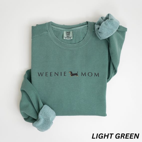 EMBROIDERED Comfort Colors Dachshund Mom Sweatshirt, Simple Weenie Mom Shirt, Doxie Mom Gift, Wiener Dog Gifts, Minimal Sausage Dog Sweater