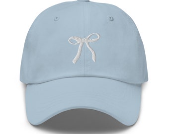 Coquette Ribbon Baseball Cap, Embroidered Bow 6 Panel Dad Hat, Cute Girly Apparel, Coquette Gifts, Trendy Cap, Gift for Girlfriend, BFF