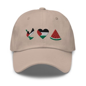 Embroidered Palestine Baseball Cap, Palestine Flag Heart Hat, 6 Panel Dad Hat, Support Palestine, Dove Embroidery, Watermelon Palestine Cap