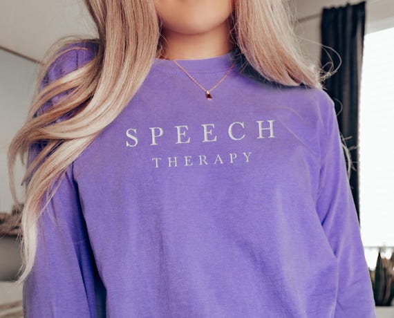 EMBROIDERED Speech Therapy Long Sleeve Shirt, SLP Comfort Colors TShirt, Speech Therapist T-Shirt, Speech Language Pathology, Speech Gifts