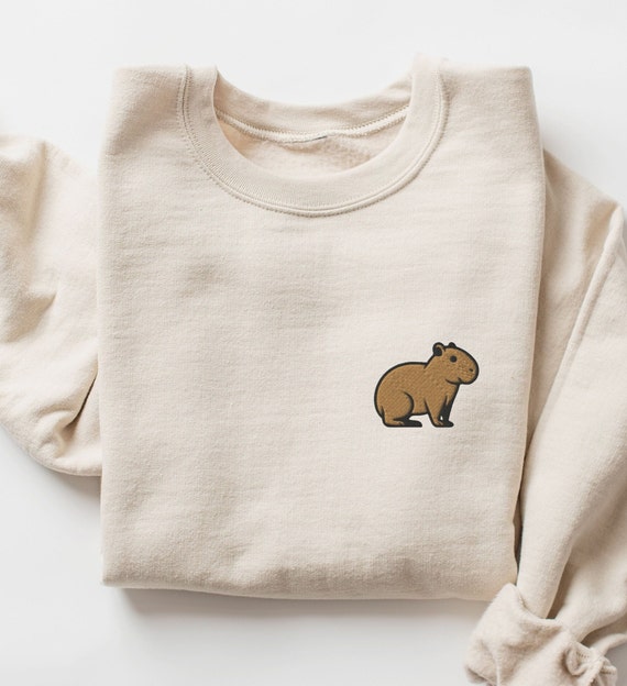 Embroidered Capybara Sweatshirt, Capybara Lover Unisex Crewneck, Embroidery, Cute Capybara Shirt, Fun Gift for Lazy Friends, Be Capy