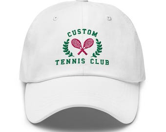 Custom Tennis Club Baseball Cap, Customizable Tennis Hat, Personalized Tennis Team 6 Panel Dad Hat, Custom Gifts for Tennis Players