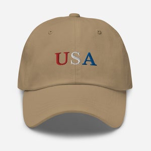 USA Baseball Cap, Embroidered July 4th Dad Hat, America 6 Panel Hat, Patriotic Cap, United States of America Hat Gifts, 4th of July Merch