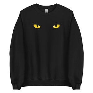 Halloween Costume, Black Cat Eyes Sweatshirt, Oversized Halloween Crewneck, Black Cat Pullover,  Black Cat Mom Halloween Sweater, Cat Moms