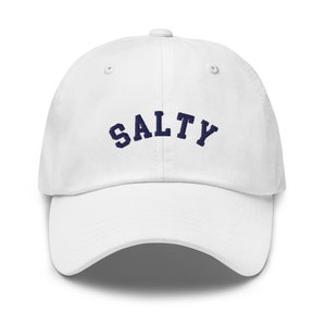 Trendy Salty Cap, Salty Embroidered Vacation Baseball Cap, Beach Dad Hat, Cute Varsity Style Salty Six Panel Hat, Salty Crew Gifts For Her