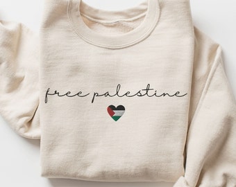 Embroidered Free Palestine Sweatshirt, Palestinian Support Crewneck, Stand with Palestine, Protest Shirt, Freedom For Gaza Crew