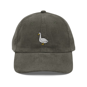 Embroidered Goose Cap, Cute Goose Corduroy Cap, Goose Hat, Embroidery, Trendy Silly Goose Cap, Goose Gifts