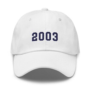 20th Birthday Cap, Embroidered 2003 Baseball Cap, 20th Birthday Gift For Her, Birthday Year Hat, Cute Custom Year Embroidered 6 Panel Cap