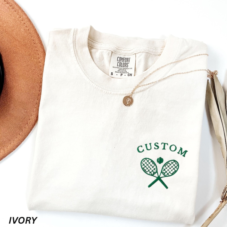 Custom Embroidered Tennis Shirt, Comfort Colors Tennis Tshirt Crewneck, Tennis Team Gifts, Personalized Tennis Gift, Tennis Player Crew image 1