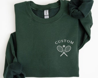 Embroidered Custom Tennis Sweatshirt, Tennis Lover Gift, Tennis Club Gifts, Tennis Team Shirts, Customized Pullover Crewneck, Embroidery