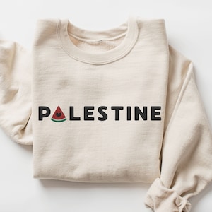 Palestine Sweatshirt Embroidered, Palestine Watermelon Crewneck, Free Palestine Shirt, Palestinian Supporter, Support Palestine Protest Crew