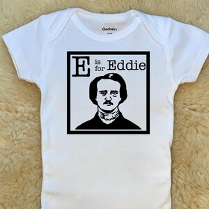 E is for Eddie Baby Onesies®, Edgar Allen Poe Bodysuit, Unisex Infant Newborn Baby Toddler Gift