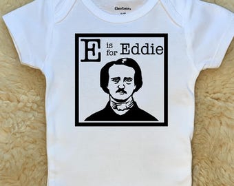 E is for Eddie Baby Onesies®, Edgar Allen Poe Bodysuit, Unisex Infant Newborn Baby Toddler Gift