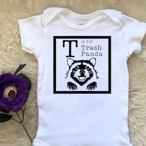 T is for Trash Panda Baby Onesies®, Raccoon Alphabet Animal Bodysuit, Unisex Infant Newborn Toddler Holiday Xmas Baby Shower Gift