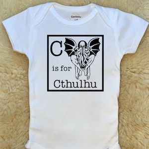 C is for Cthulhu Onesies®- Cryptid Funny Mythical Weird Spooky Baby Onesie Bodysuit, Unisex Infant Newborn Toddler Tee Shirt Shower Gift