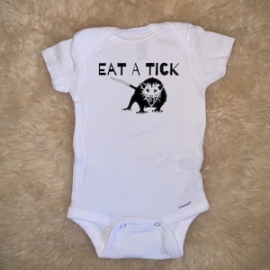 Eat a Tick Baby Onesies® by 101 Damnations Shop- Trash Kitty (Possum, Opossum)