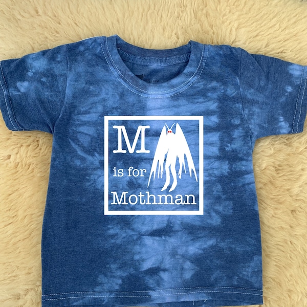 M is for Mothman Toddler T-Shirt, Cryptid Animal Silly Horror Nature Gothic Creepy Funny Weird Spooky Unisex Kids Children Baby Gift