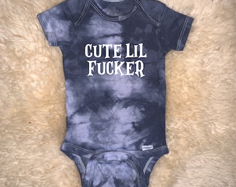 Cute Lil Fucker Onesies® by 101 Damnations Shop - Rude Funny Gothic Baby Bodysuit, Unisex Infant Newborn Toddler Shower Gift