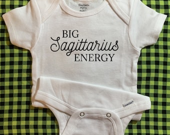 Big Sagittarius Energy Baby Onesies®, Astrology Sign Witchy Occult Goth Punk Bodysuit, Unisex Infant Newborn Toddler Baby Shower Gift