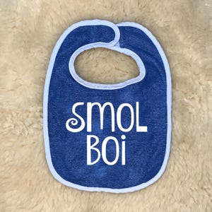 Smol Boi Baby Bib, Gift Rude Funny Sassy Spooky Witchy, Unisex Infant Newborn Baby Toddler