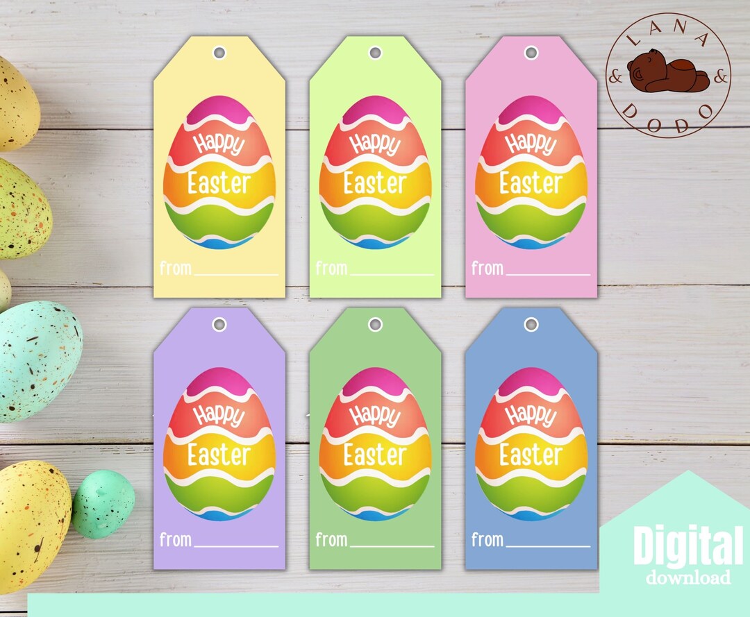 Printable Easter Basket Tags Printable Happy Easter Cards Etsy