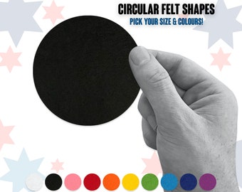 20x Circle Felt Shapes : Pick Your Size & Colours, 2mm Thick Solid Felt, Perfect for Crafting, Scrapbook, Cards etc.