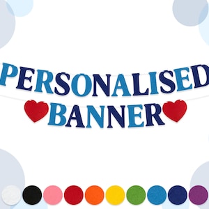 Banderines formales personalizados personalizados / Letras de fieltro de 15 cm / Guirnalda decorativa para fiestas / 15 colores / Fieltro de 2 mm de grosor / Decoración para toda ocasión