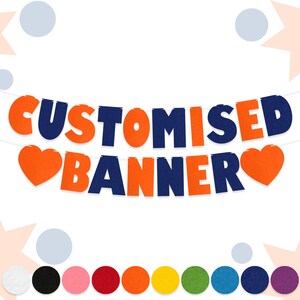 Banderines personalizados con fuente BLOCK / Letras de fieltro de 15 cm / Guirnalda de decoración para fiestas / Para todas las ocasiones / 15 colores / 2 mm de grosor