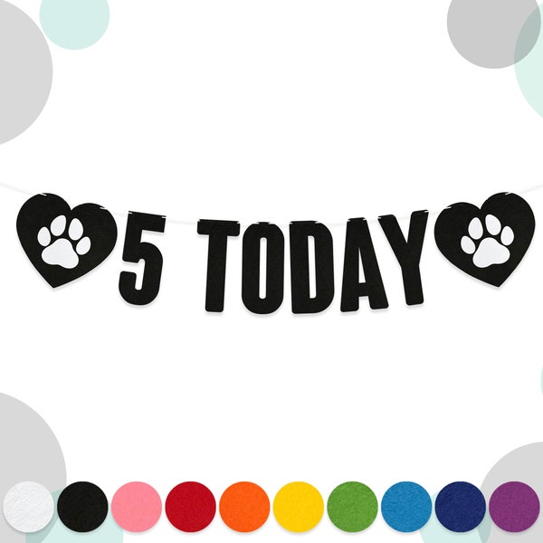 Custom Personalised Dog's Birthday AGE TODAY Bunting Banner : 15cm Felt Letters Pick Your Age & Colour Garland 9 Colours 2mm Material