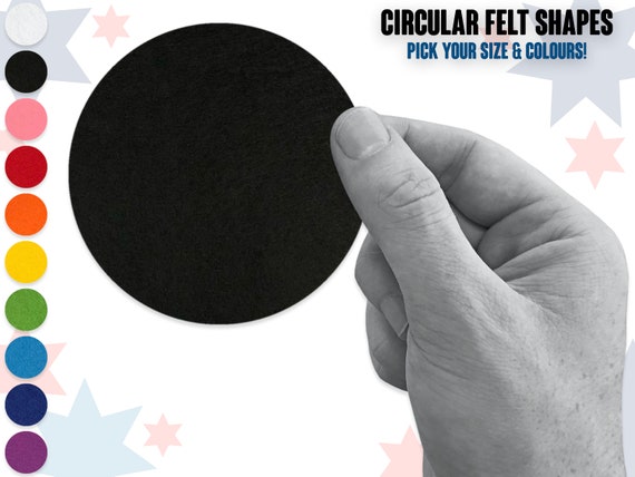 20x Circle Felt Shapes : Pick Your Size & Colours, 2mm Thick Solid Felt,  Perfect for Crafting, Scrapbook, Cards Etc. 