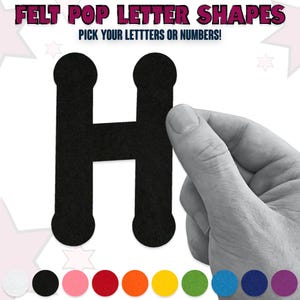Formas de letras de feltro estilo pop | Escolha suas letras e números | 2 mm de espessura | 9 cm de altura | Perfeito para bandeirinhas de artesanato | 27 cores