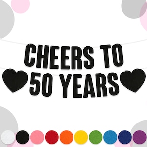 Faixa de aniversário Cheers To [AGE] Years | Letras de feltro de 15 cm | Guirlanda de decoração para festa | 10 cores | Feltro de 2 mm de espessura | Idade personalizada