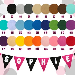 Build Your Own Bunting Banner | Personalised &#39;Funky&#39; Font Flags | 21cm Felt Flags | 27 Colours | Custom Name or Message