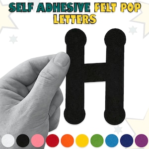 Letras autoadhesivas de fieltro estilo pop / Elige tus letras y números / 2 mm de grosor / 9 cm de alto / Perfecto para manualidades / 27 colores