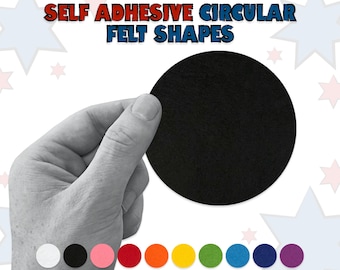 20x SELF ADHESIVE Felt Circle Shapes | Pick Your Size | 27 Colours | 2mm Thick Solid Felt | Perfect for Crafting, Scrapbooking, Cards etc.