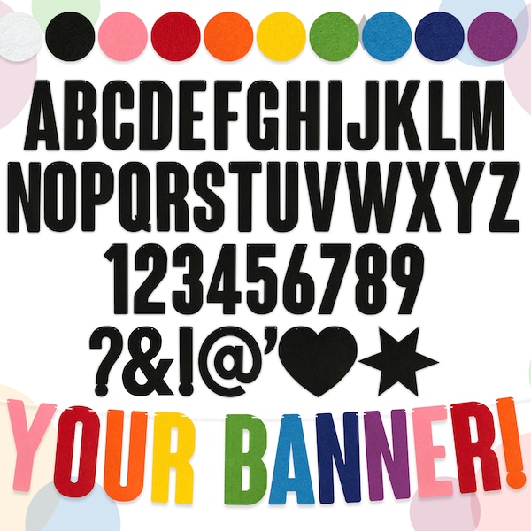 Custom Personalised Banner Bunting : 15cm Felt Letters Party Decorations Garland All Occasions 15 Colours 2mm Thick Material