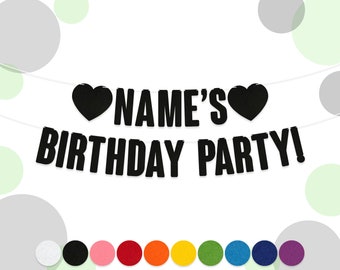 Custom Birthday Party Bunting | Personalised Name Banner | 15cm Felt Letters | 10 Colours | 2mm Thick Garland