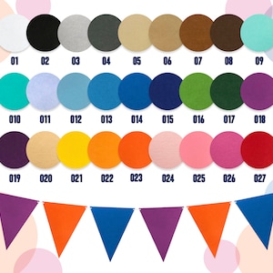 Bauen Sie Ihre Eigene Wimpelkette | Personalisierte einfarbige Flaggen | 21 cm Filzfähnchen | Individuell in 27 Farben | Partydekorationen & Events