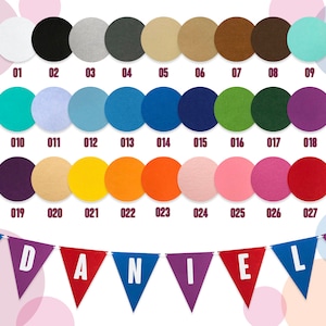 Build Your Own Bunting Banner | Rounded Font Flags | 21cm Felt Flags | 27 Colours | Custom Name or Message | Perfect for Parties & Events