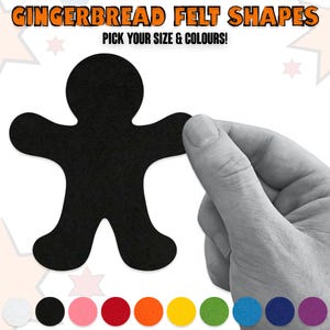 20x Filzfigur Lebkuchenmann | 2mm Dick | Benutzerdefinierte Größe und Farben | Perfekt zum Basteln, Scrapbooking, Karten, DIY Weihnachtsprojekte