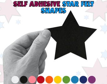 20x SELF ADHESIVE Felt Star Shapes | Pick Your Size | 27 Colours | 2mm Thick Solid Felt | Perfect for Crafting, Scrapbooking, Cards etc.