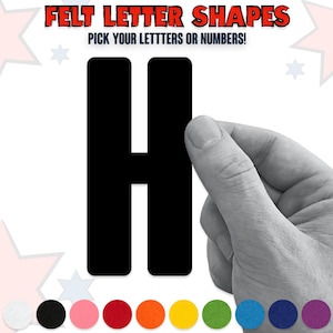 Letras de feltro arredondadas | Escolha suas letras e números | 2 mm de espessura | 9 cm de altura | Perfeito para bandeirinhas de artesanato | 27 cores